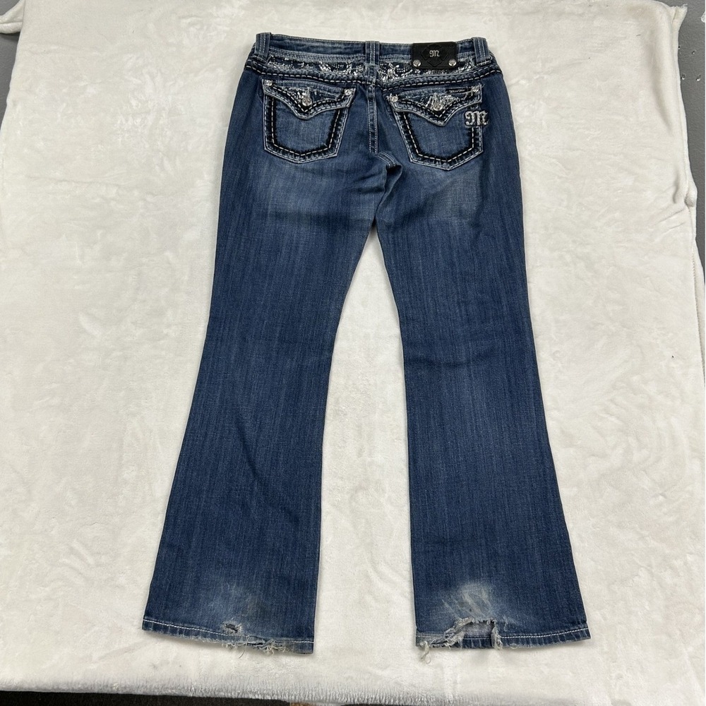 Miss Me Bootcut Jeans Womens 30 Blue Embellished Studded Mid Rise Denim